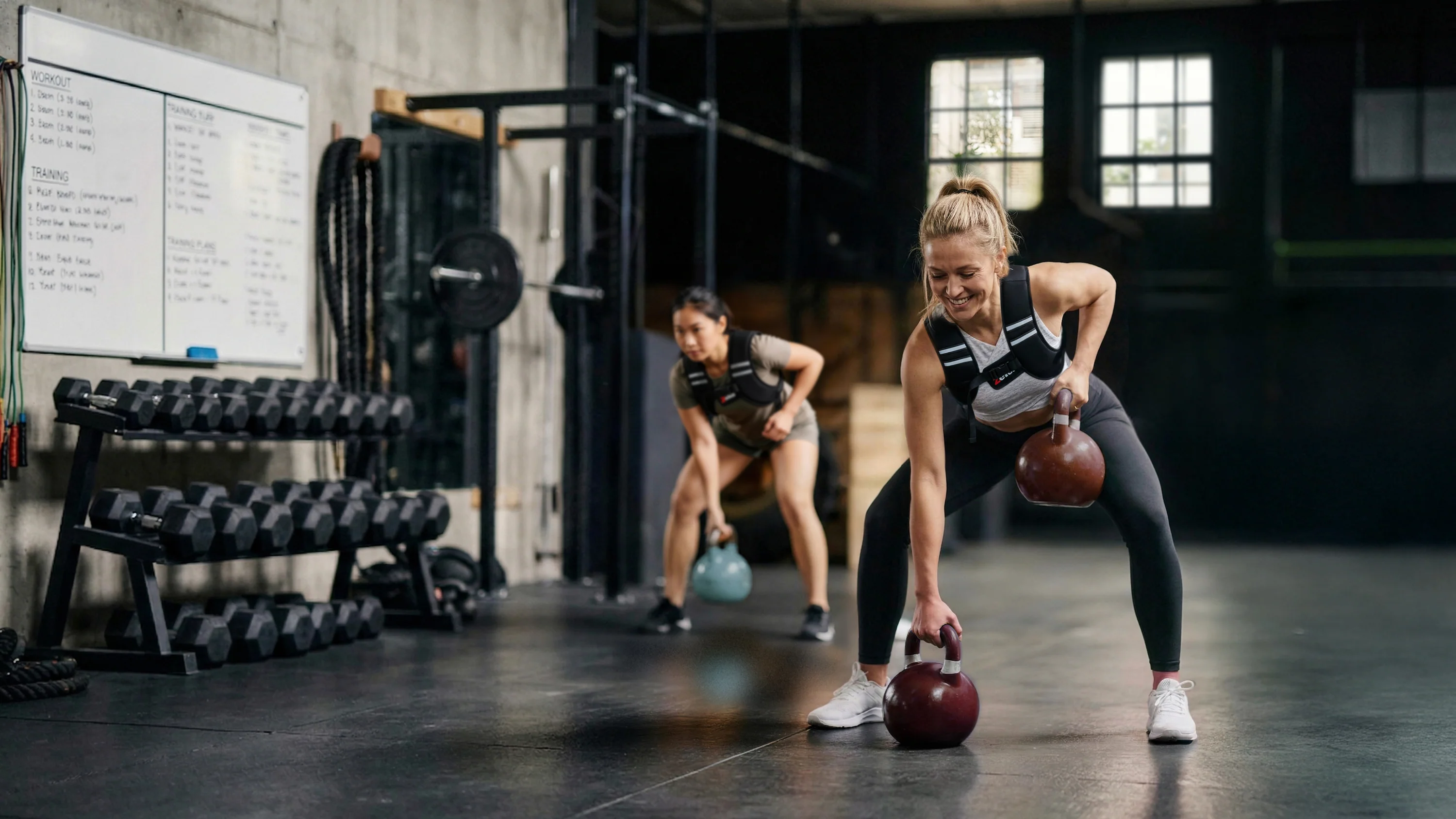 Battling ropes with weighted vest